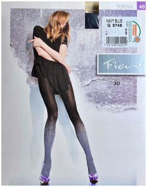 TORENA Rajstopy Wzory FIORE 3D 40 DEN R2 NAVY BLUE