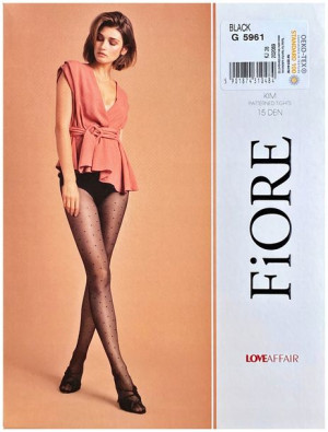 KIM Rajstopy Wzory FIORE kropki 15 den R3 BLACK