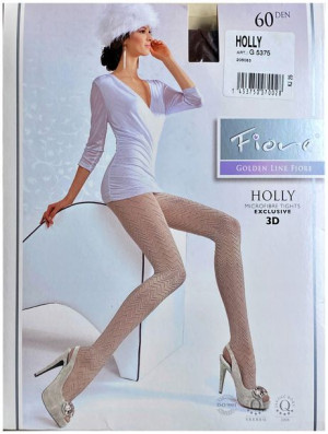 HOLLY Rajstopy Wzory FIORE 3D 60 DEN R2 BLACK