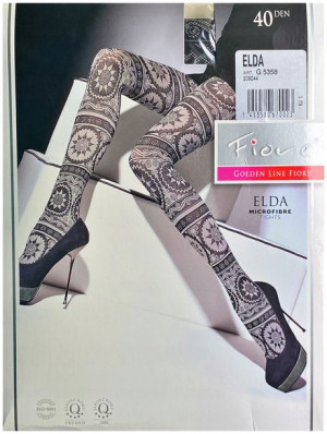 ELDA Rajstopy Wzory FIORE 40 DEN R3 NAVY BLUE