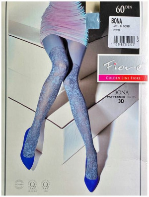 BONA Rajstopy Wzory FIORE 3D 60 DEN R3 LIGHT GREY