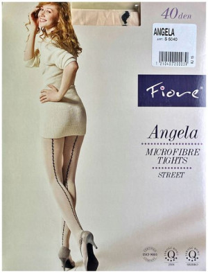 ANGELA Rajstopy Wzory FIORE 40 DEN R4 LIGHT GREY