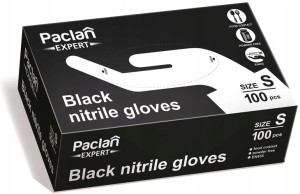 Rekawiczki NITRYLOWE CZARNE Paclan Expert S 100 sz