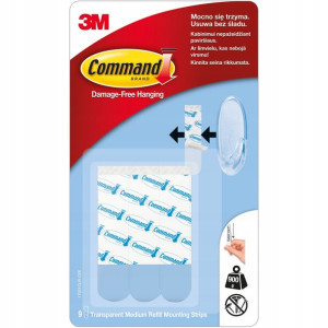 Command 3m Przeźroczyste Paski Średnie 9szt 17021