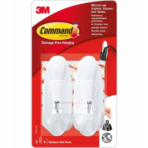 Command 3m Haczyki Średnie 2 Szt Z Metalowym 17068
