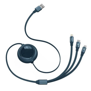 Baseus Bright Mirror płaski zwijany kabel 3w1 USB - USB Typ C / Lightning /