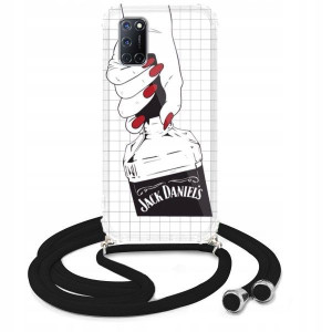 Etui Crossbody Do OPPO A72 Czarny Sznurek Wzory