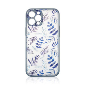 Design Case etui do iPhone 12 pokrowiec w kwiaty ciemnoniebieski