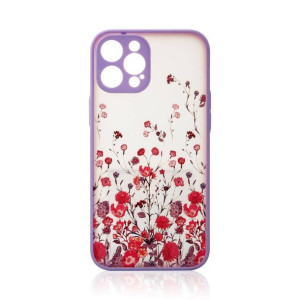 Design Case etui do iPhone 12 pokrowiec w kwiaty fioletowy