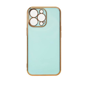 Lighting Color Case etui do iPhone 12 żelowy pokrowiec ze złotą ramką mięto