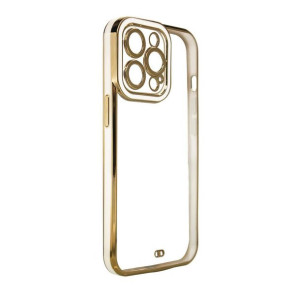 Fashion Case etui do iPhone 12 żelowy pokrowiec ze złotą ramką biały