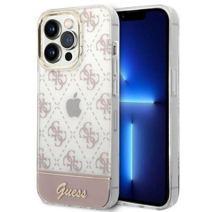 Oryginalne Etui IPHONE 14 PRO MAX Guess Hardcase 4G Pattern Script różowe