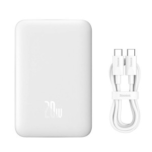 Baseus Magnetic Mini powerbank z szybkim ładowaniem 10000mAh 20W biały + ka