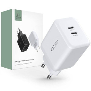 Ładowarka Sieciowa 35W 2x USB-C Power Delivery Tech-Protect C35W biała