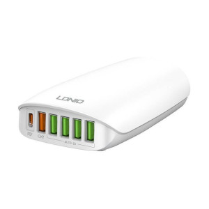 Ładowarka sieciowa LDNIO A6573C, 5x USB, 65W, 1.5m (biała)
