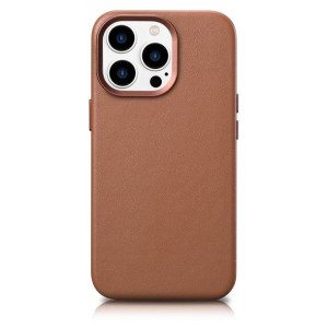 iCarer Case Leather pokrowiec etui z naturalnej skóry do iPhone 14 Pro brąz