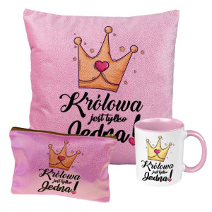 Zestaw prezentowy - poduszka, kosmetyczka, kubek.
