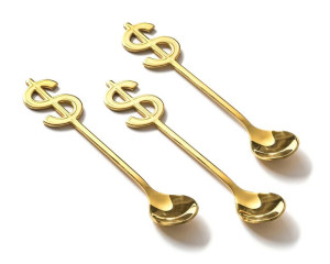 Łyżeczki 3szt do herbaty kawy Dolar Dolary Gold