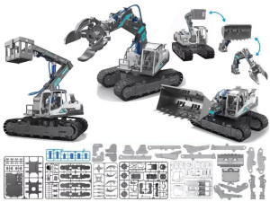 Zestaw 3W1 Diy Koparka Podnośnik Maszyny Hydrauliczne 168 Elementów
