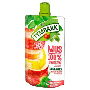 Pakiet 7szt Tymbark Mus 100% truskawka jabłko banan marchew 120g