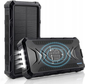 Duży powerbank 36000mAh z indukcją i panelem solar