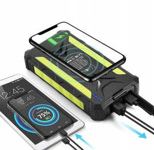 Duży powerbank 36000mAh z indukcją i panelem solar