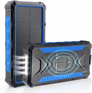 Duży powerbank 36000mAh z indukcją i panelem solar