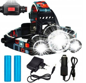 Mocna Latarka Czołowa 3 X Led T6 Cree Czołówka Aku