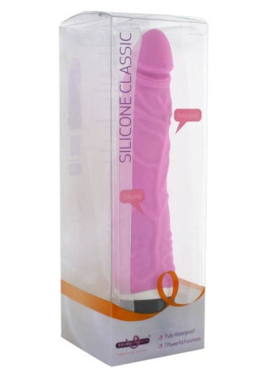 Silikonowy klasyczny wibrator dł.19cm różowy