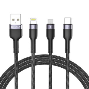 Kabel Tech-Protect Ultraboost 3in1 Lightning/USB-C/microUSB 3A 120cm Black
