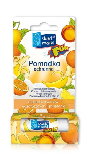 Fun pomadka ochronna o smaku owoców egzotycznych i śmietanki dla dzieci