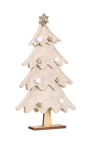 Ozdoba Świąteczna Choinka Filcowa Beżowa Mała 12x3,5x21 Cm