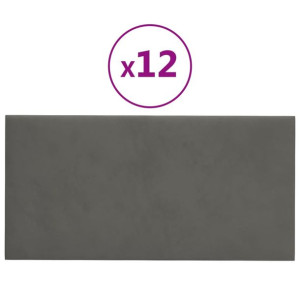 Panele ścienne, 12 szt, ciemnoszare, 30x15 cm, aksamit, 0,54 m²