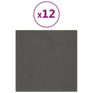 Panele ścienne, 12 szt, ciemnoszare, 30x30 cm, aksamit, 1,08 m²