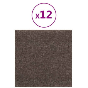 Panele ścienne, 12 szt, kolor taupe, 30x30 cm, tkanina, 1,08 m²