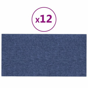Panele ścienne, 12 szt, niebieska, 60x30 cm, tkanina, 2,16 m²