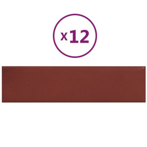 Panele ścienne, 12 szt, wino, 60x15 cm, sztuczna skóra, 1,08 m²