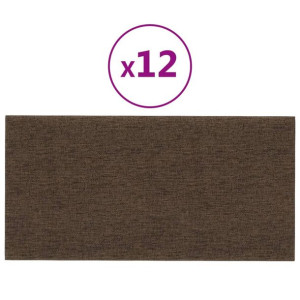 Panele ścienne, 12 szt., brązowe, 30x15 cm, tkanina, 0,54 m²