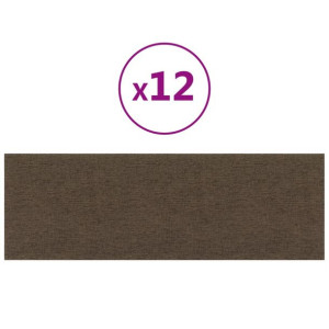 Panele ścienne, 12 szt., brązowe, 90x30 cm, tkanina, 3,24 m²