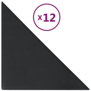 Panele ścienne, 12 szt., czarne, 30x30 cm, sztuczna skóra