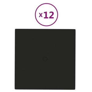 Panele ścienne, 12 szt., czarne, 30x30 cm, tkanina, 1,08 m²