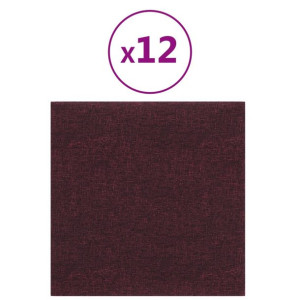 Panele ścienne, 12 szt., fioletowe, 30x30 cm, tkanina, 1,08 m²