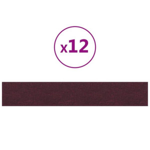Panele ścienne, 12 szt., fioletowe, 90x15 cm, tkanina, 1,62 m²
