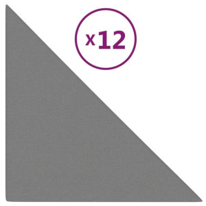 Panele ścienne, 12 szt., jasnoszare, 30x30 cm, tkanina, 1,08 m²