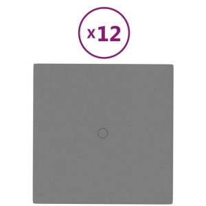 Panele ścienne, 12 szt., jasnoszare, 30x30 cm, tkanina, 1,08 m²