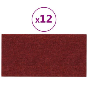 Panele ścienne, 12 szt., kolor wina, 30x15 cm, tkanina, 0,54 m²