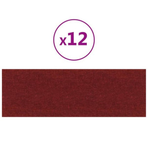 Panele ścienne, 12 szt., kolor wina, 90x30 cm, tkanina, 3,24 m²