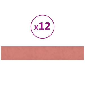 Panele ścienne, 12 szt., różowe, 90x15 cm, aksamit, 1,62 m²
