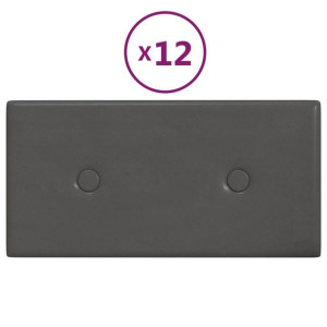 Panele ścienne, 12 szt., szare, 30x15 cm, sztuczna skóra