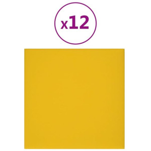 Panele ścienne, 12 szt., żółte, 30x30 cm, aksamit, 1,08 m²